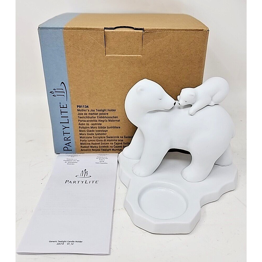 Partylite "Mother's Joy" Polar Bear and Cub Tealight Candle Holder P17B/ P91134